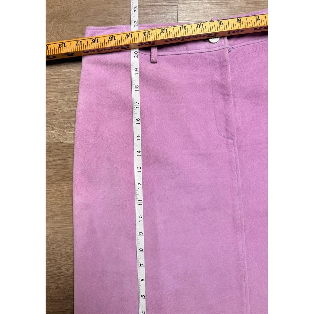 Celine Lavender Lambskin Suede Pencil Skirt Size 44 Luxury Minimalist - Picture 5 of 6